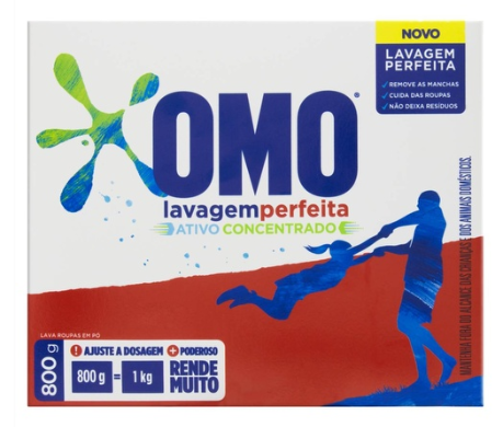 Lava Roupas Em Pó Omo Lavagem Perfeita Caixa 800g
