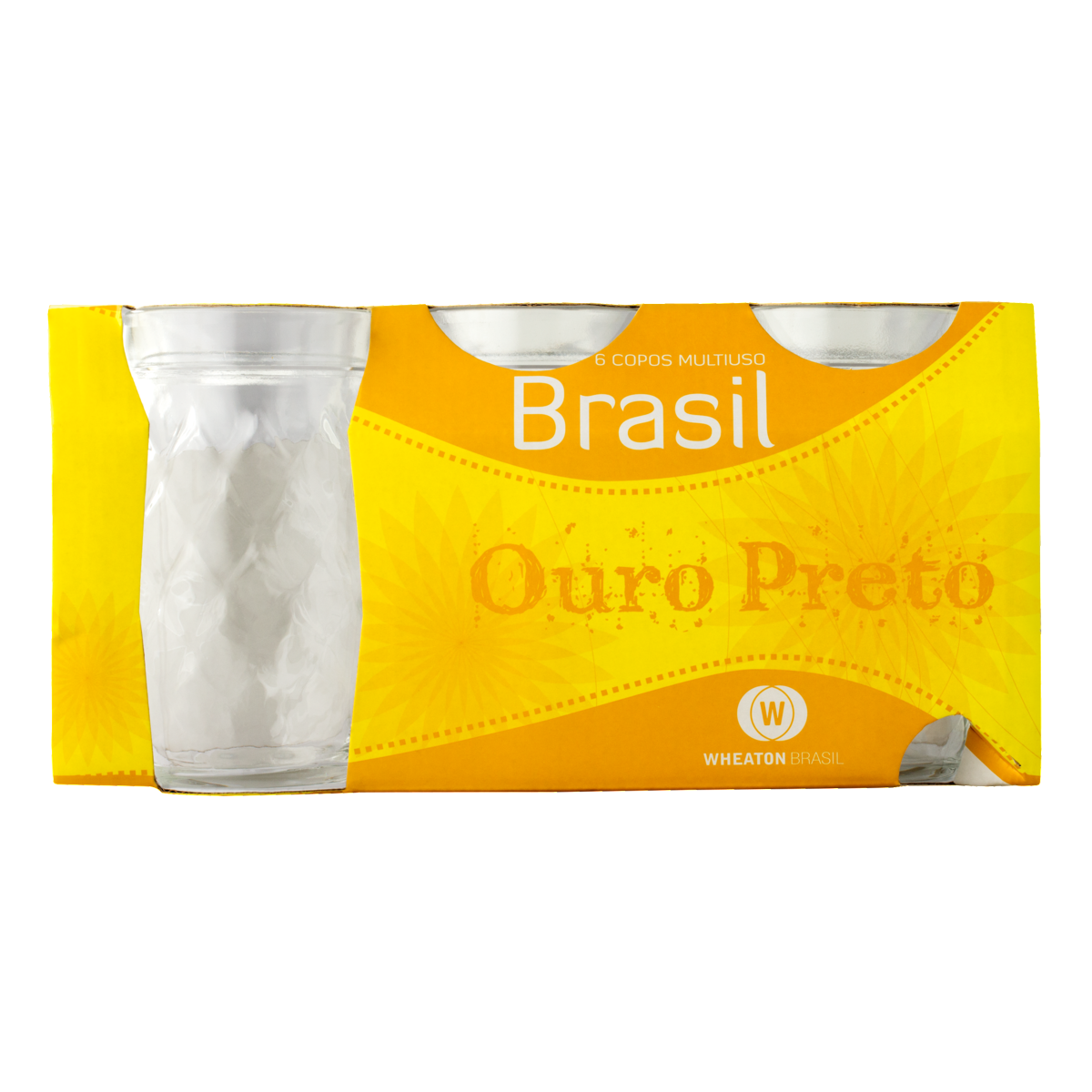 Conjunto Copo e Vidro 320ml Brasil Ouro Preto 6 Un