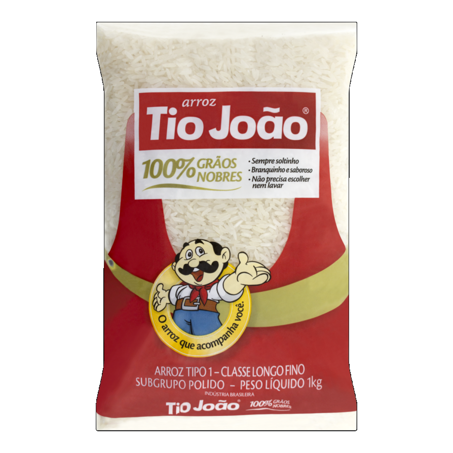 Arroz Polido Tipo 1 Tio João 100 Grãos Nobres Pacote 1kg