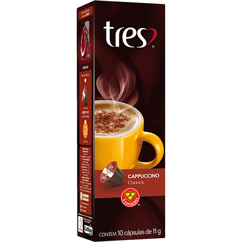 Cappuccino Em Cápsula Solúvel Classic Tres Caixa 110g 10 Unidades