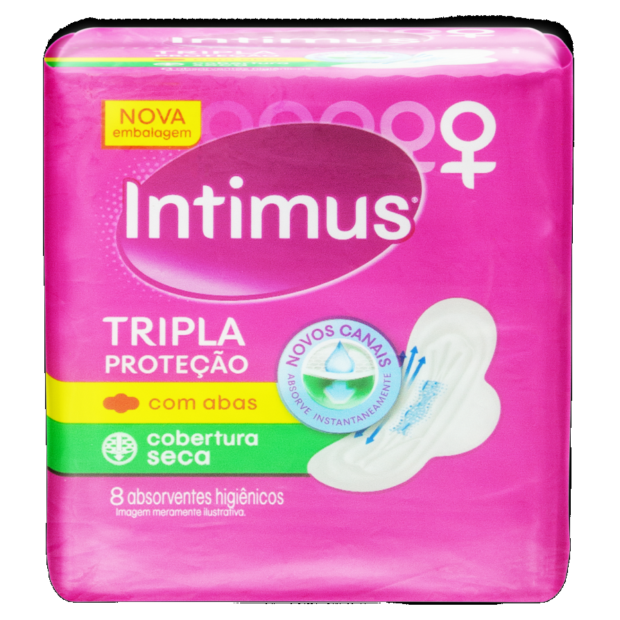 Absorvente Com Abas Seca Tripla Proteção Intimus Pacote 8 Unidades