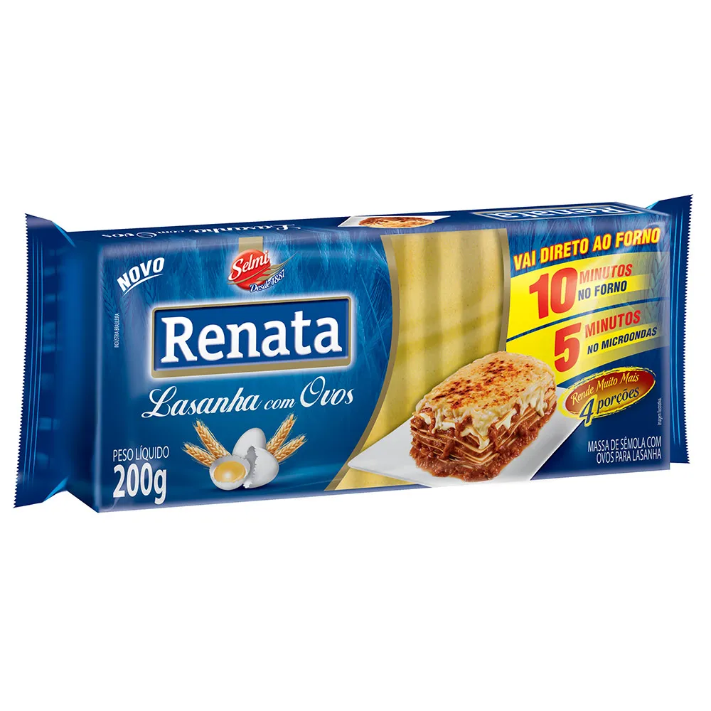 Massa Para Lasanha Pre Cozida Com Ovos 200g Renata